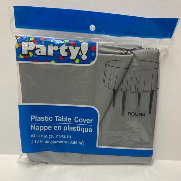 Silver Gray Round 84” Disposable Table Cloth - Picture 4 of 4